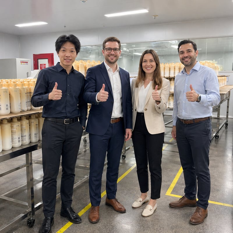 European brand executives on the production line